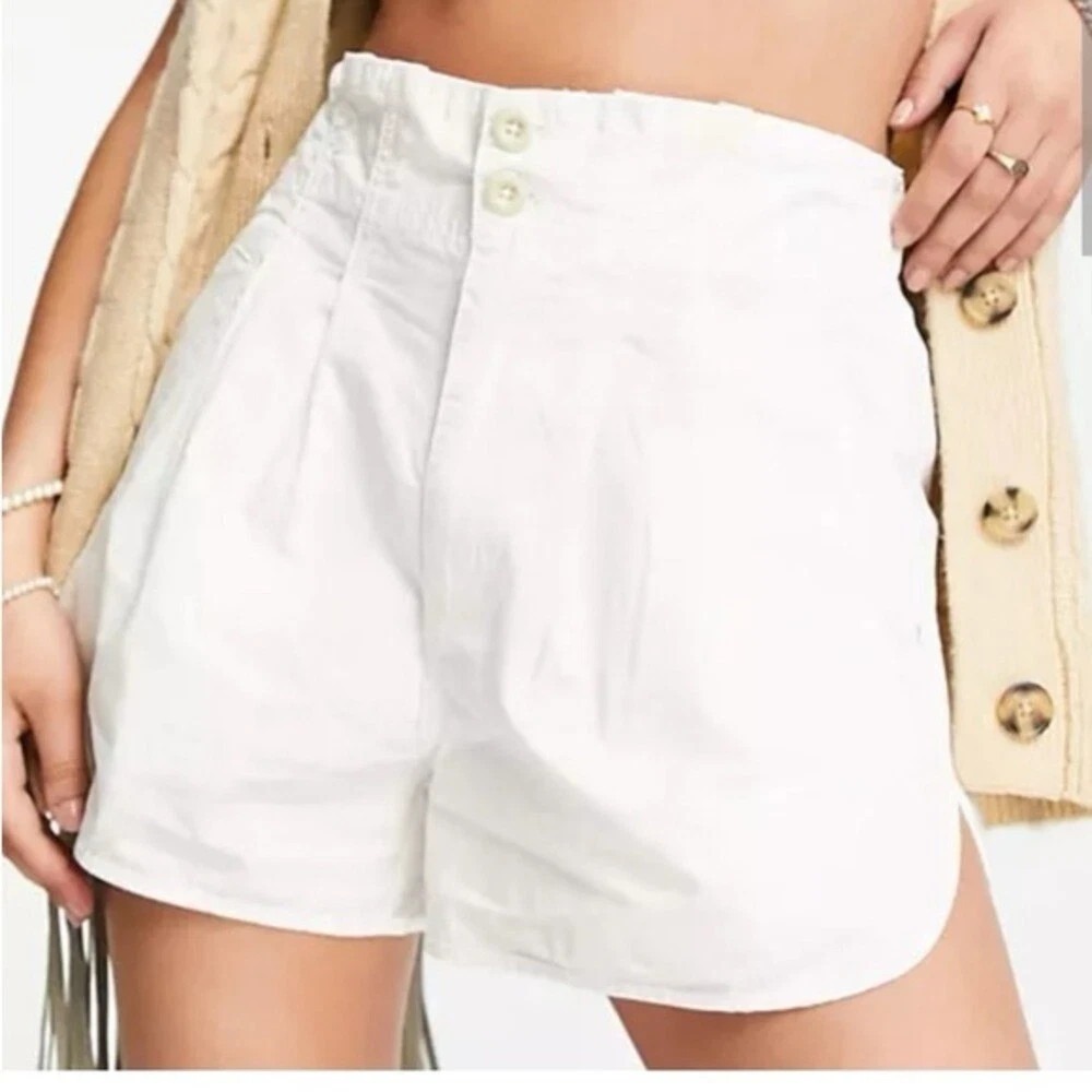 Free People Pleated Shorty Pull On Shorts Large Jasmine White